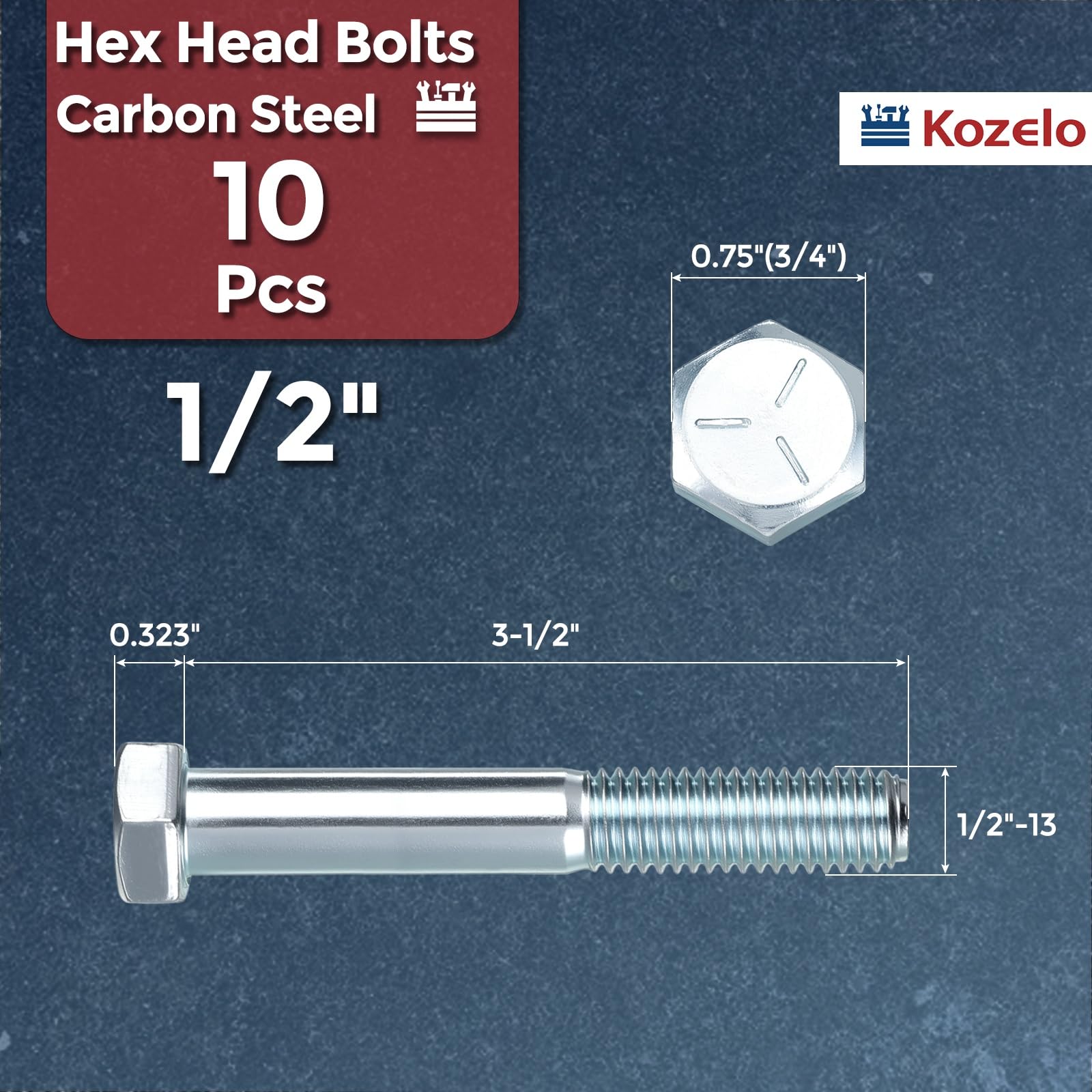 Kozelo 10 Pcs Hex Head Screws Bolts - Image 2