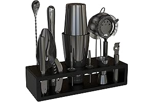 13-Piece Boston Cocktail Shaker Bar Set Gunmetal Plated Bartender Kit