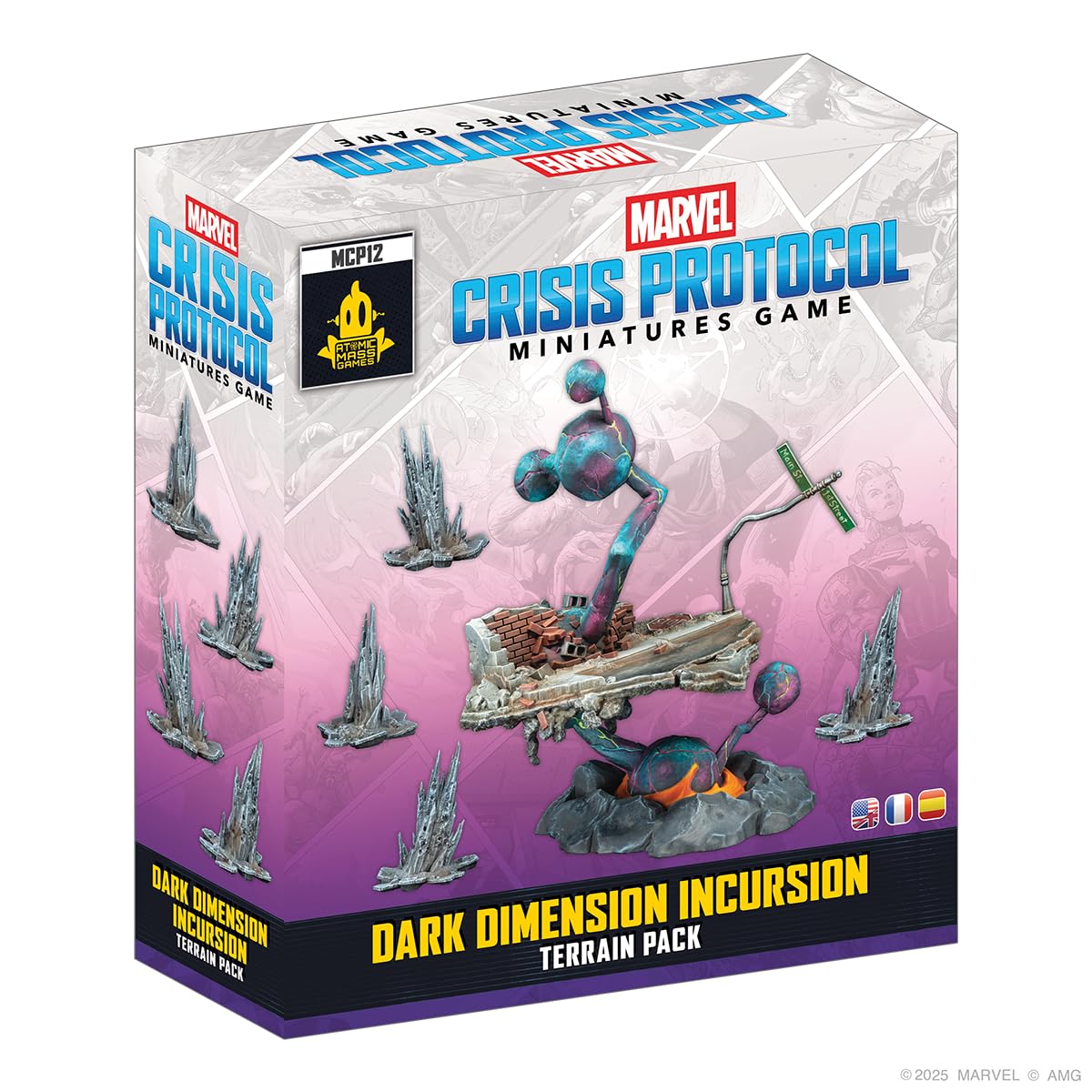 Marvel Crisis Protocol Dark Dimension Incursion Terrain Pack – 5 Sculpted Terrain Pieces & One-Shot Card – Tabletop Miniatures Game Expansion