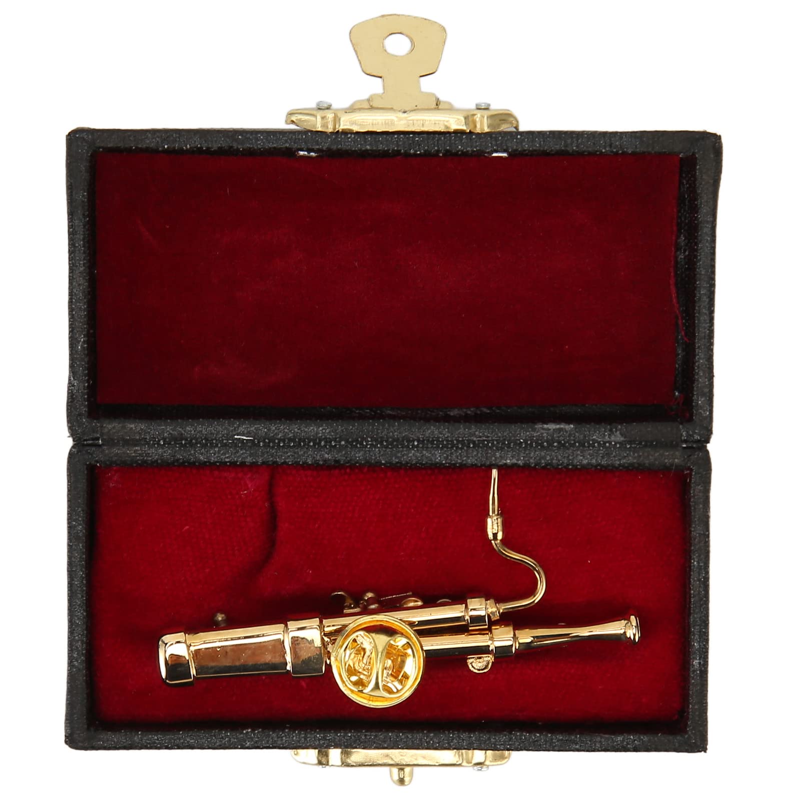 Basson Miniature doré avec étui, Réplique D'instrument de Musique en Métal, Collection de Cadeaux, Ornements de Décoration, Idée