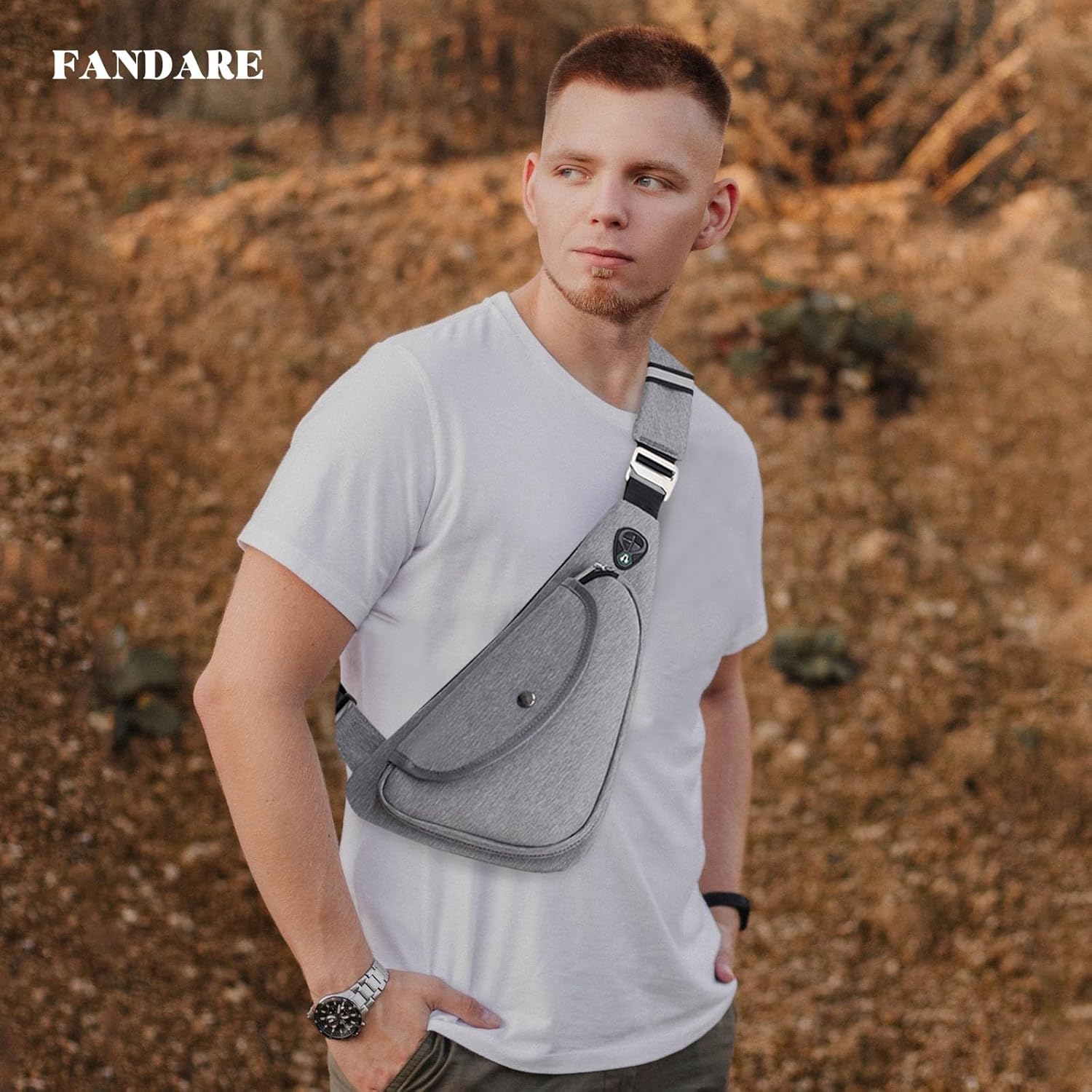 FANDARE Sling Bags Mens Shoulder Unbalance Backpacks Ultra-light Chest Pack Multipurpose Crossbody Bags for Outdoor Sport Travel Gym Running Hiking Daypack Gray