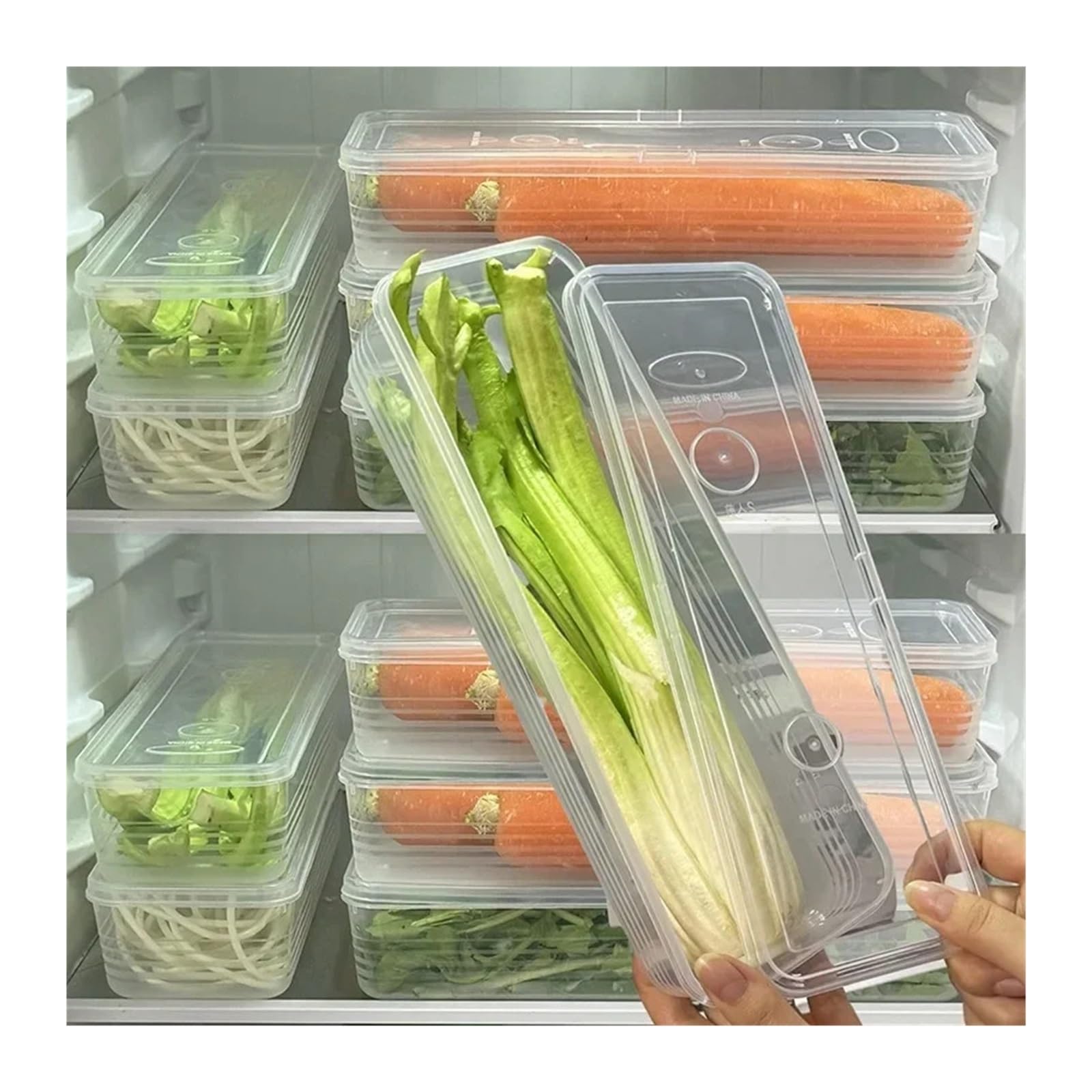 Generico Verdura fresca for scalogno, con coperchio, contenitore | Barattolo frigorifero opzionale for uso domestico da 1 o 5 pezzi for la conservazione delle verdure(5Pcs)