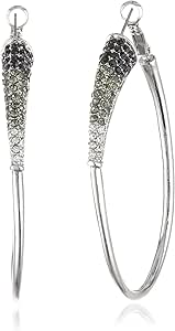 Jessica Simpson Silver and Smoke Crystal Hoop Earrings