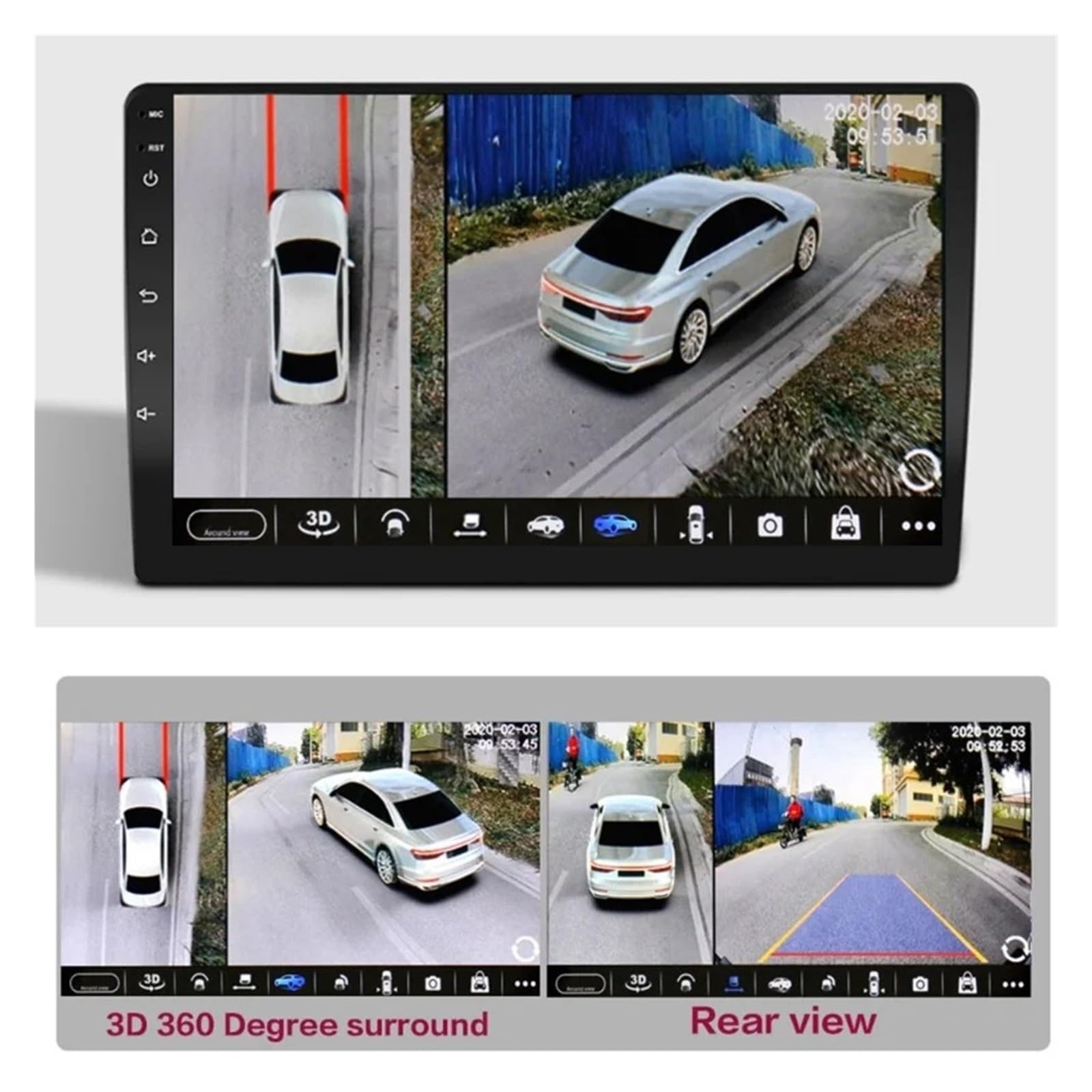 Camara Marcha Atras Panorámico Vista Envolvente 720P 1080P 360 Que Conduce con Panorámico De Vista De Pájaro Cámara Coche De 4 Piezas