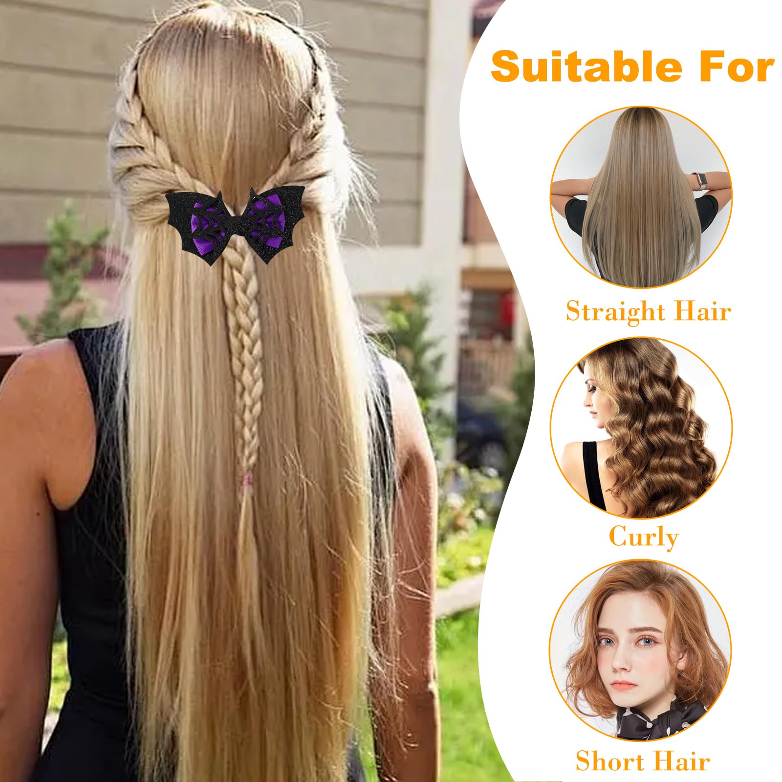 Set * fermagli per capelli a forma di pipistrello in acido acetico per regali di Halloween, decorazioni per capelli Halloween, pipistrelli * e rossi, adatti per abbigliamento festivo