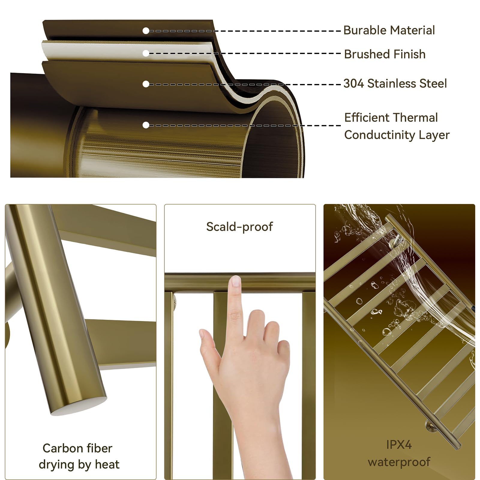 Handtuchwärmer, Mit 1-8 Std Timer, Beheizter Handtuchhalter Mit Temperaturregelung, 8 Stangen Wandmontage Beheizter Trockenständer, Hardwired
