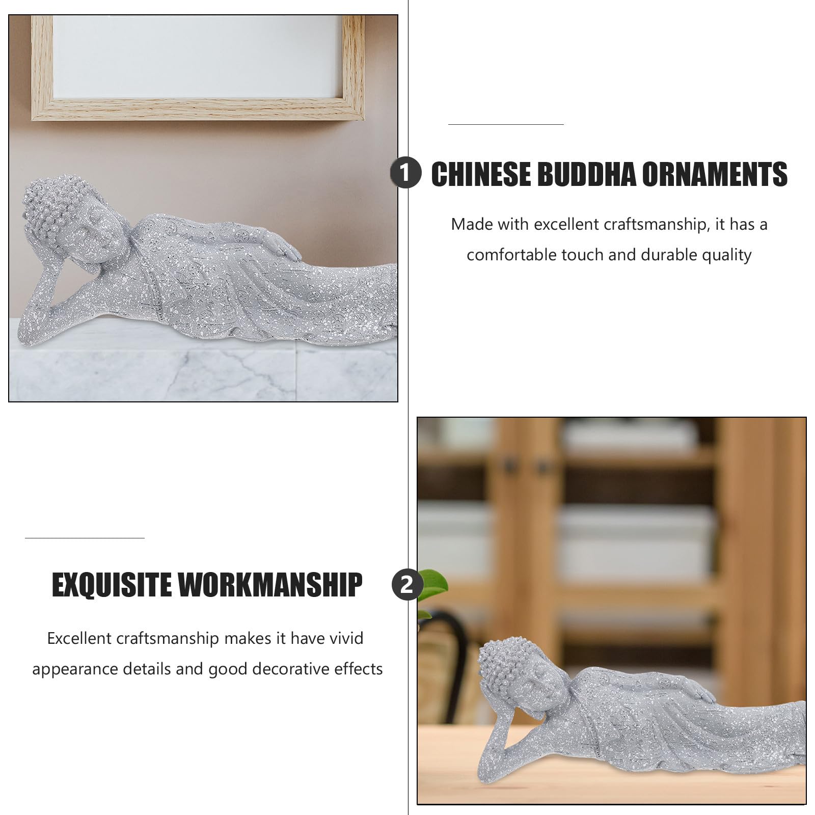 Estatua de Estilo Retro de Buda y Práctica de Resina Elegante Tacto Cómodo y Diseño Sagrado para Decoración de Hogar y Hoteles