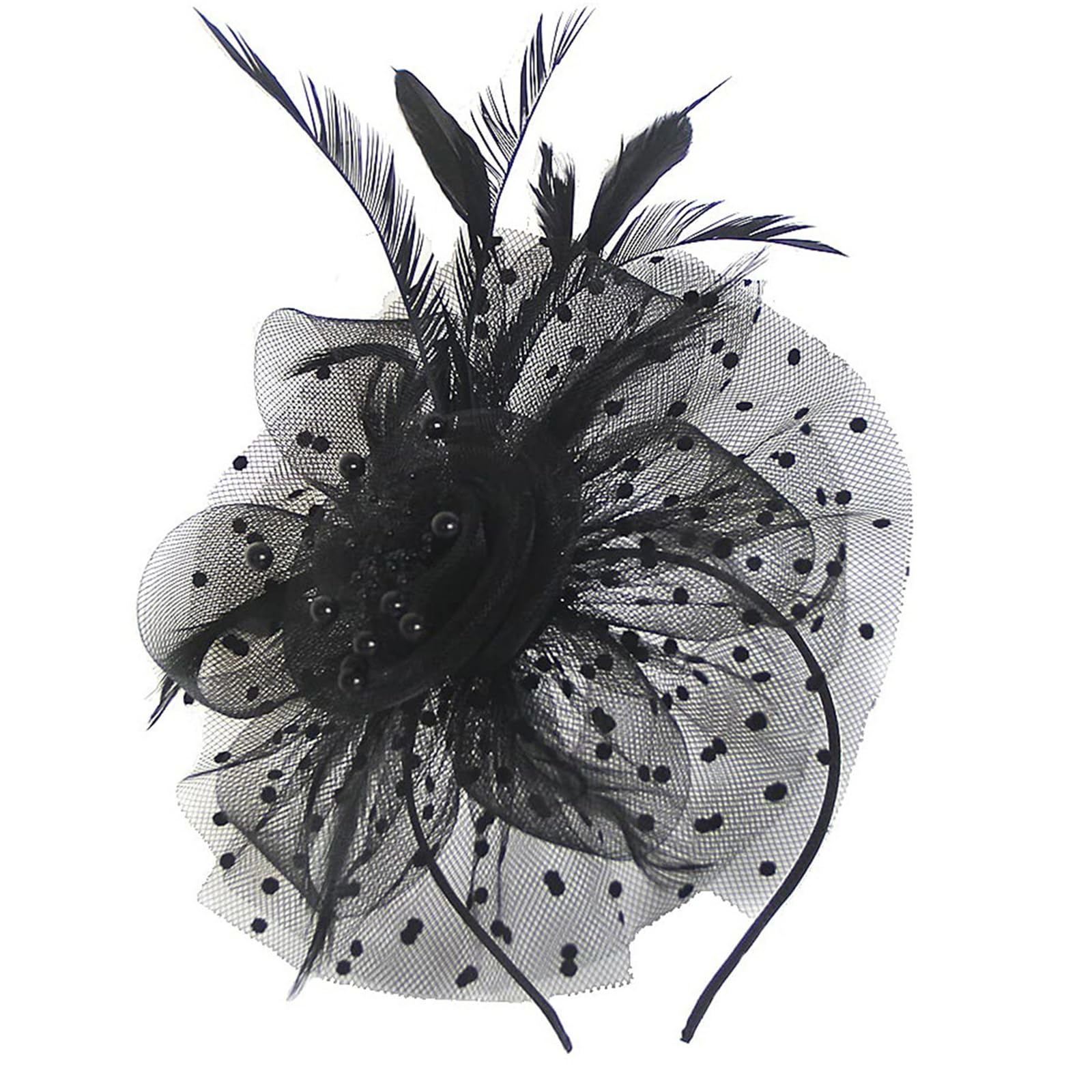 Fentency Feathered Headpiece Women Mesh Hat Hair Band Headband Wedding Accessories Feathered Headband Hat Party Hairpiece