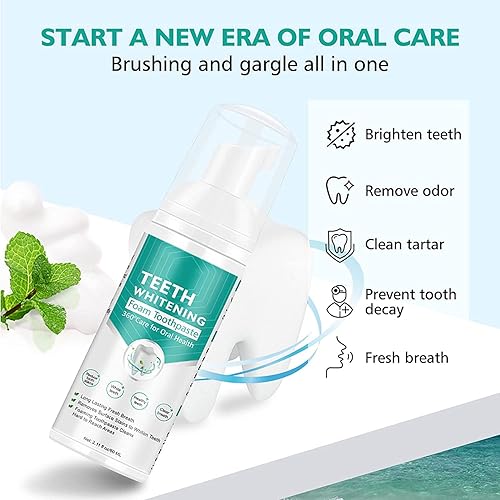 Miniatura 2 de Pasta de dientes blanqueadora dental con flúor, espuma de mousse ultrafina para encías de limpieza profunda, eliminación de manchas, 3 sabores