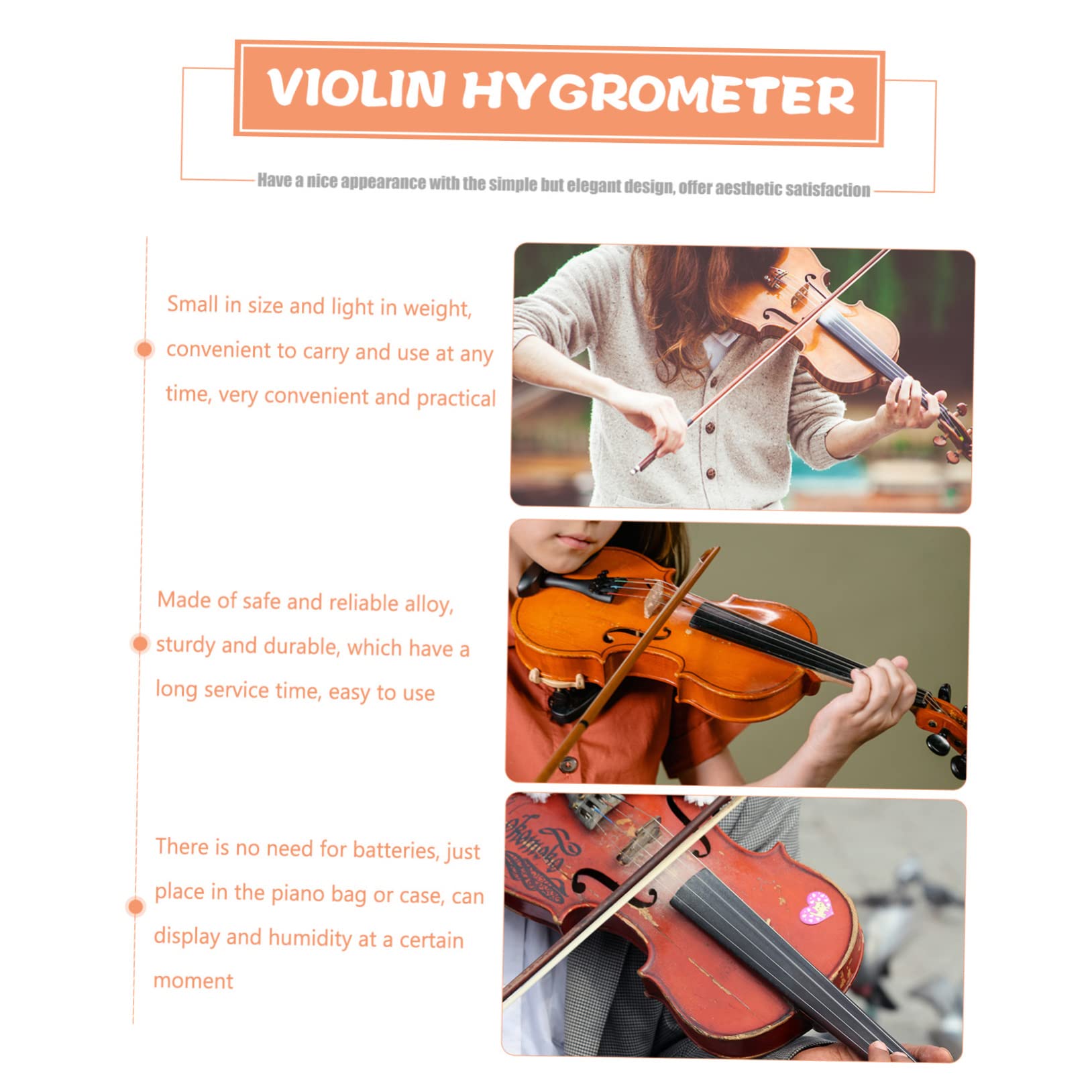 Artibetter 4pezzi Igrometro Rotondo Per Misurazione Umidità Per Chitarra e Strumenti Musicali Alta Precisione Design Elegante Compatto e Leggero Per Custodie Di Violino e Chitarra