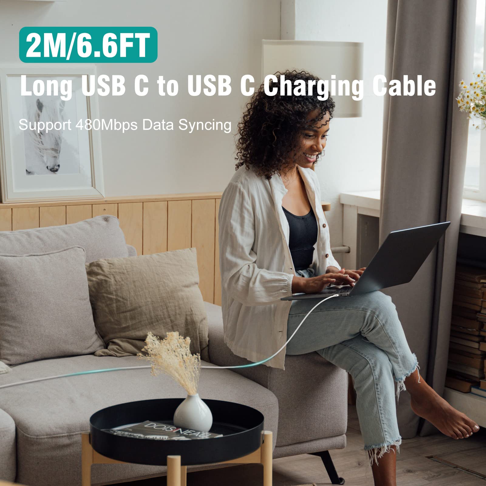 Chargeur MacBook 67W USB C 65W Rapide avec Câble 2M pour MacBook Air/Pro, iPad Pro/Air