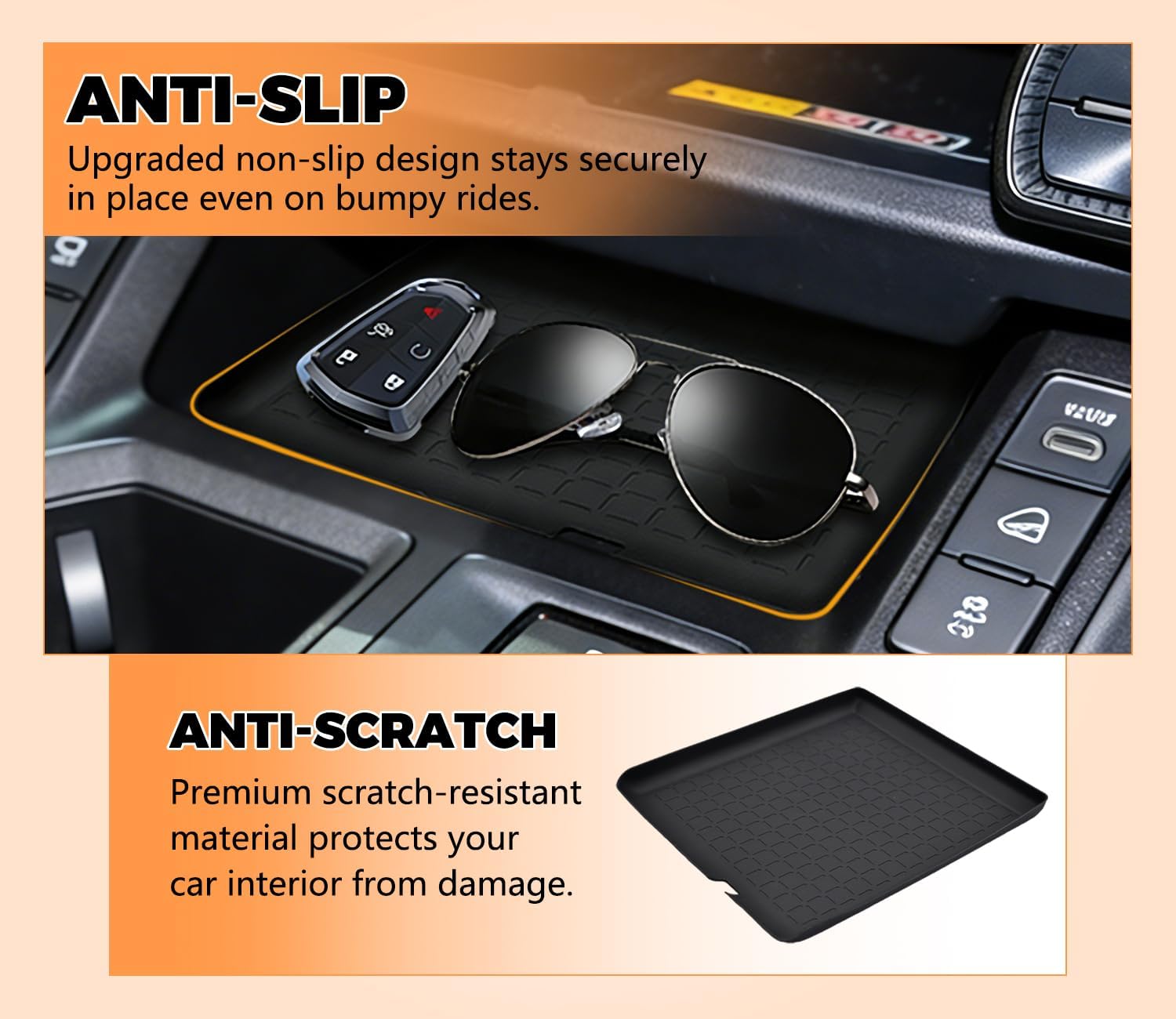 GZSH 6PCS for Toyota RAV4 2026 Accessories (LE/SE/XLE/Woodland/XSE) 3 PCS Center Console Organizer Sets Wireless Charging Mat Front Center Console Mat and Cup Holder Insert for Toyota RAV4 2026+