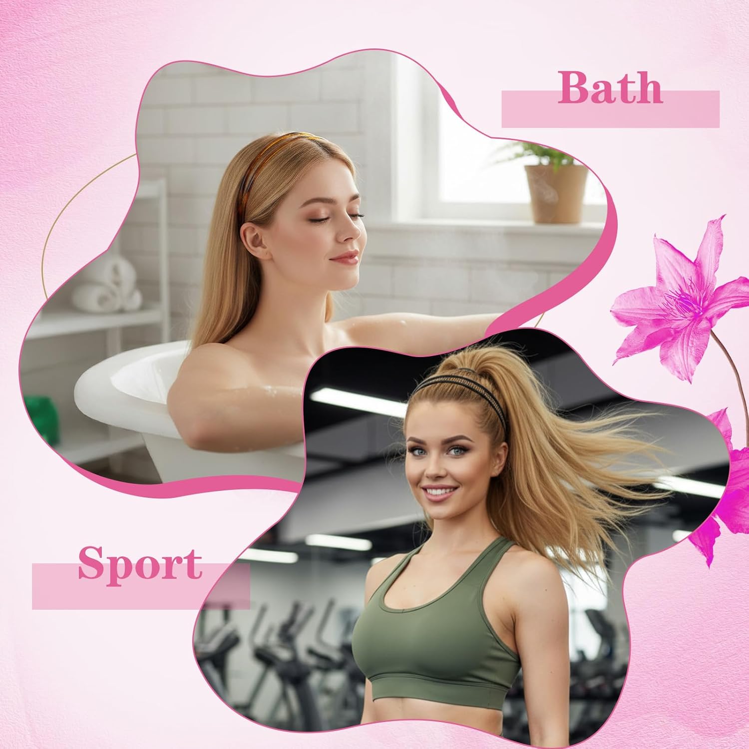 Sibba 4PCS Plastic Hairband Double Row Teeth Comb Headbands for Women Non Slip Hair Band with Tooth Headwear Fashion Simple Hair Hoop Headband Hairbands Hairs Accessory for Slicked Back (Black, Brown) - Image 5