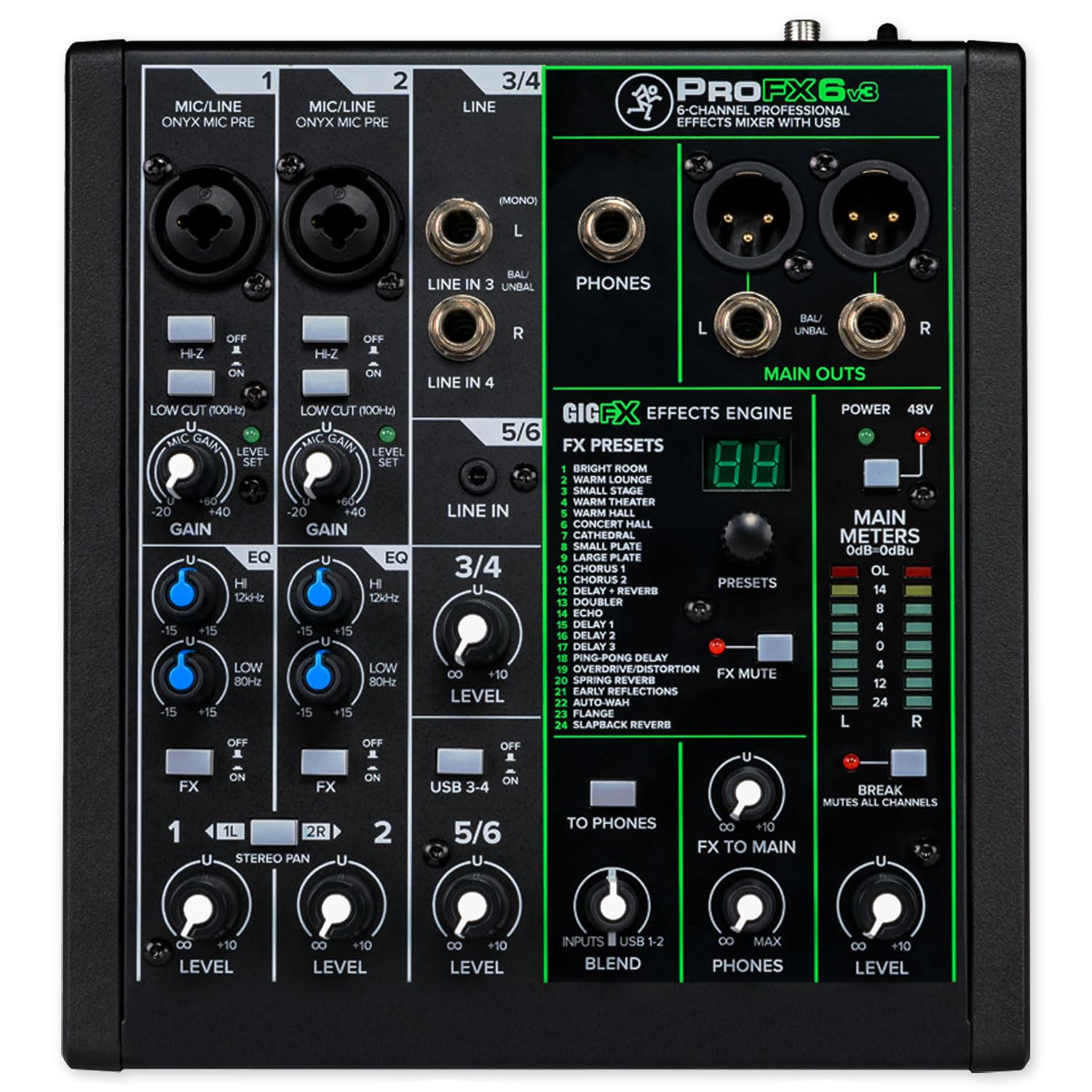 Mackie ProFX6v3 Mischpult 6-kanaliger Analogmixer