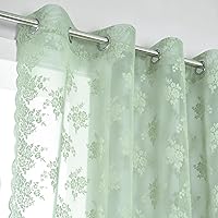 Vista 15 de Kotile - Cortinas con ojales de 95 pulgadas de largo, juego de 2 cortinas de encaje semi-traslúcidas de estilo rústico floral para sala de estar