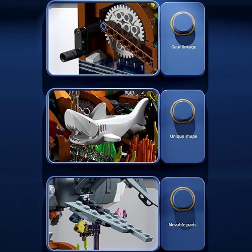 Miniatura 3 de Deep Sea Creatures Hammerhead Shark Kit de bloques de construcción de 1141 piezas. Este juego de bloques de construcción de animales marinos se