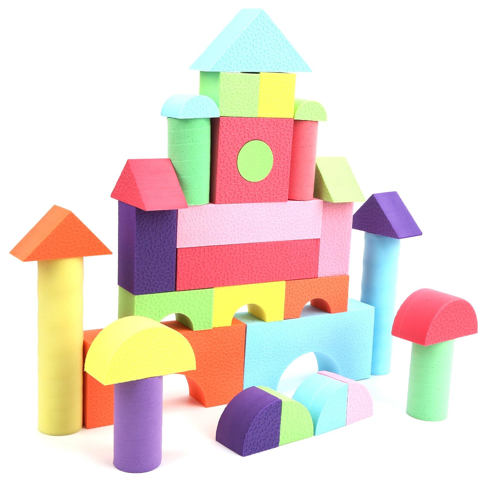 Blocchi di Costruzione in Schiuma EVA Giocattoli Educativi da Costruzione Impilabili Multicolori per Bambini S