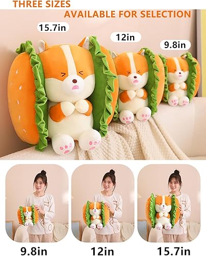 Miniatura 5 de Hamburgo - Juguete de peluche de dibujos animados de comida de Hamburgo, almohada divertida de peluche de perro caliente, regalo de cumpleaños de