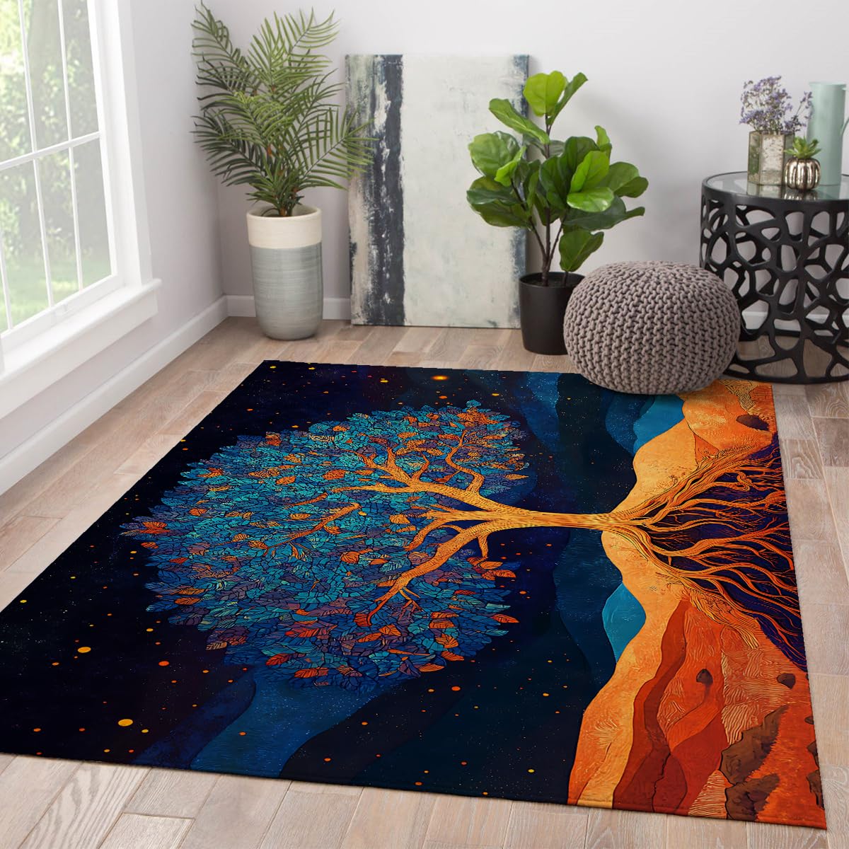 Carpette lavable 60x90cm et tapis abstrait moderne pour décoration de salle à manger