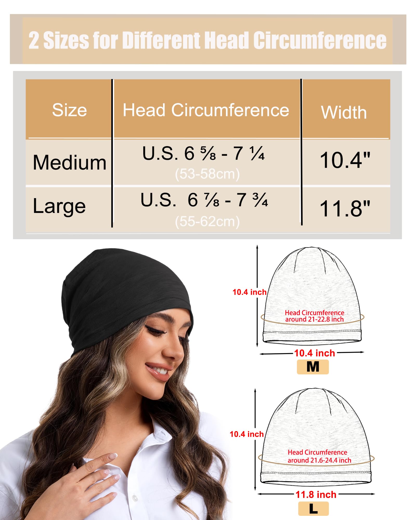 Simapu 100% Cotton Beanie for Men Women, Thin Slouchy Beanies Lightweight Chemo Skull Cap Daily Summer Hat Oversize Headwear — view 3