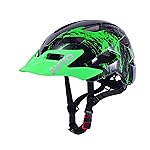 Kids Helmet, SIFVO Kids Bike Helmet Boys and Girls Children Bicycle Helmet with Cool Visor Helmet for Kids 5-14, Youth Bike Helmet Adjustable & Lightweight 50-57cm (Black GreenNew)