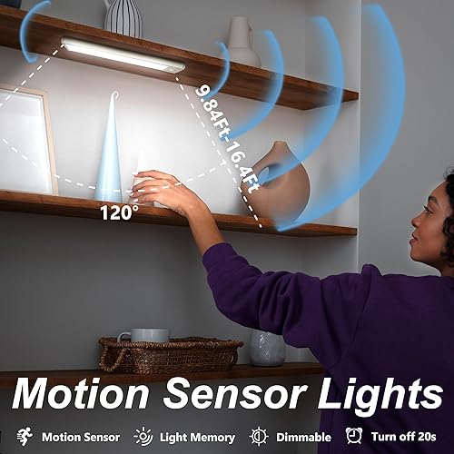 Miniatura 2 de LEPOTEC Paquete de 2 luces para debajo del gabinete, 3 colores y ajuste de brillo, luces extraíbles debajo del gabinete para cocina, inalámbrica,