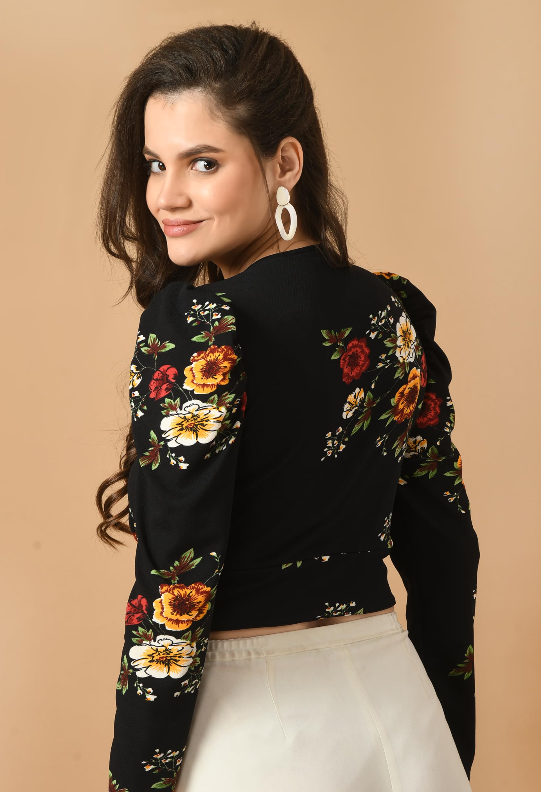 IUGA Women Floral Printed Crop Tops (162_Floral Print_L) 1