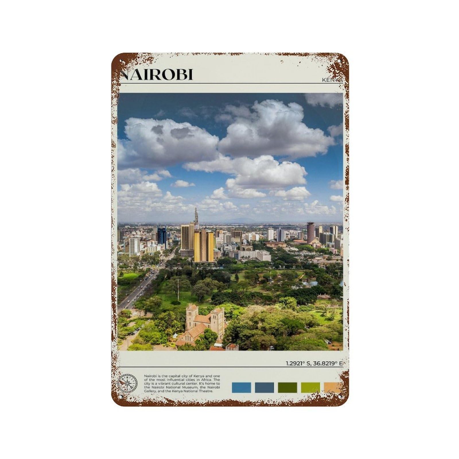 xiaoxiaoshen Real Photo Nairobi Decor Kenya Africa Wall Decor Art Metal Tin Poster Modern Home Decor Art Home Bar Shop Decorations Vintage Sign 30x20cm