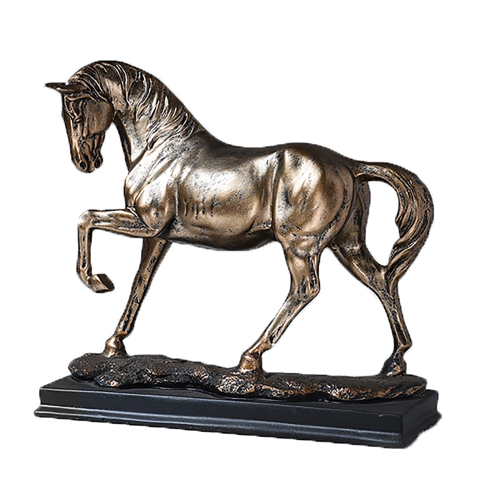 Amazon.co.jp: 像彫刻の置物のヴィンテージ樹脂ゴールドの馬像