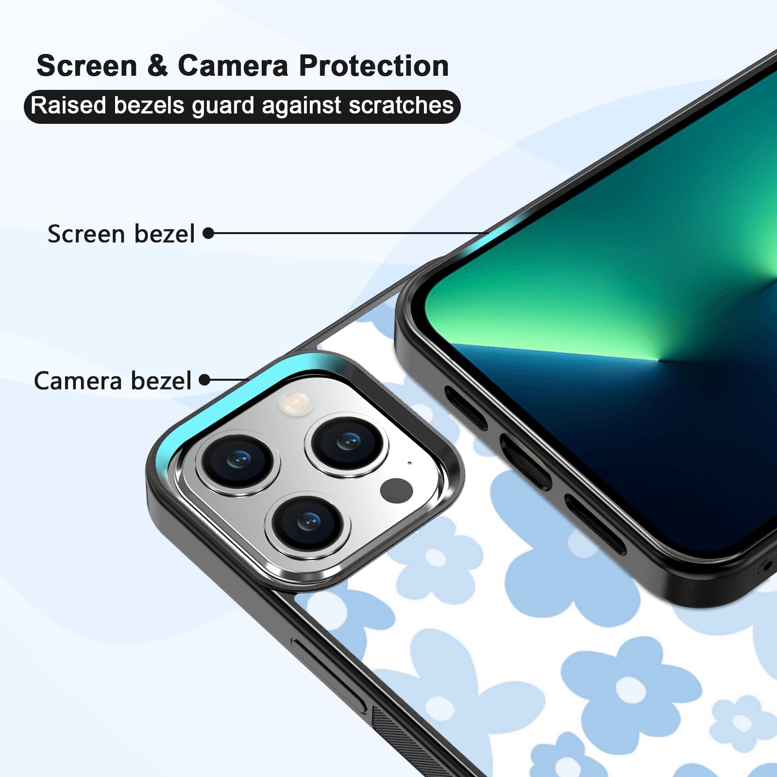Amazon.com: Light Blue Flower Phone Case Compatible with iPhone 13