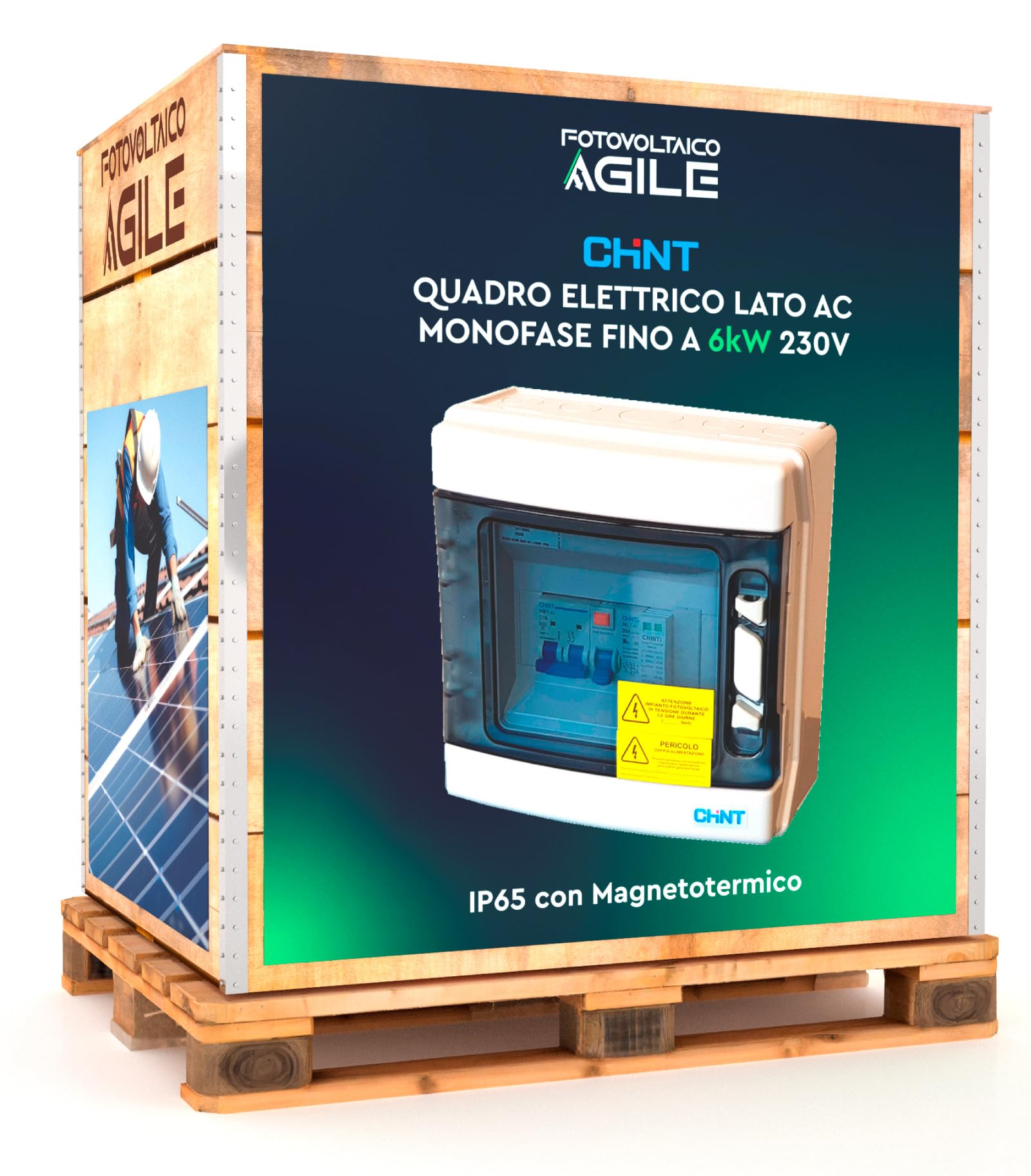 Quadro Elettrico per Fotovoltaico Chint Lato AC - Monofase - Fino a 6kW 230V - IP65 - Magnetotermico