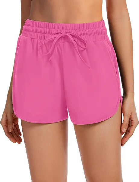 OBFUN Women's Athletic Shorts High Waisted Running Workout Black Sporty Spandex Dolphin Shorts for Gym Yoga Pockets 2.5"