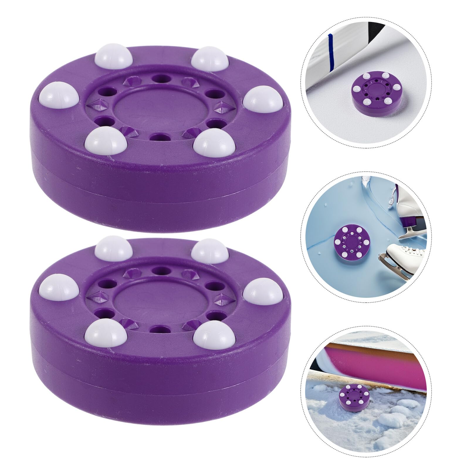 BESPORTBLE Palet de Hockey Hors Glace Pourpre 2pcs, Taille Officielle, Design Optimisé Six Billes, Léger, pour Entraînement en Garage et Compétitions