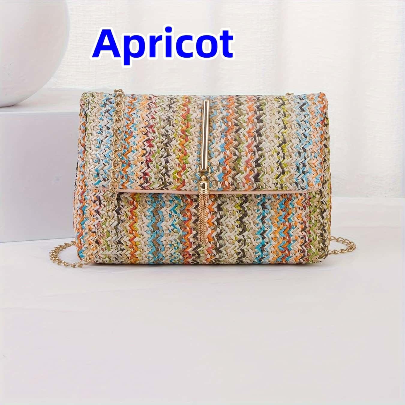 Straw Crossbody Bags for Women Trendy Fashion Tassel Decorated Summer Beach Casual Striped Pattern Flap Shoulder Bag - Image 4