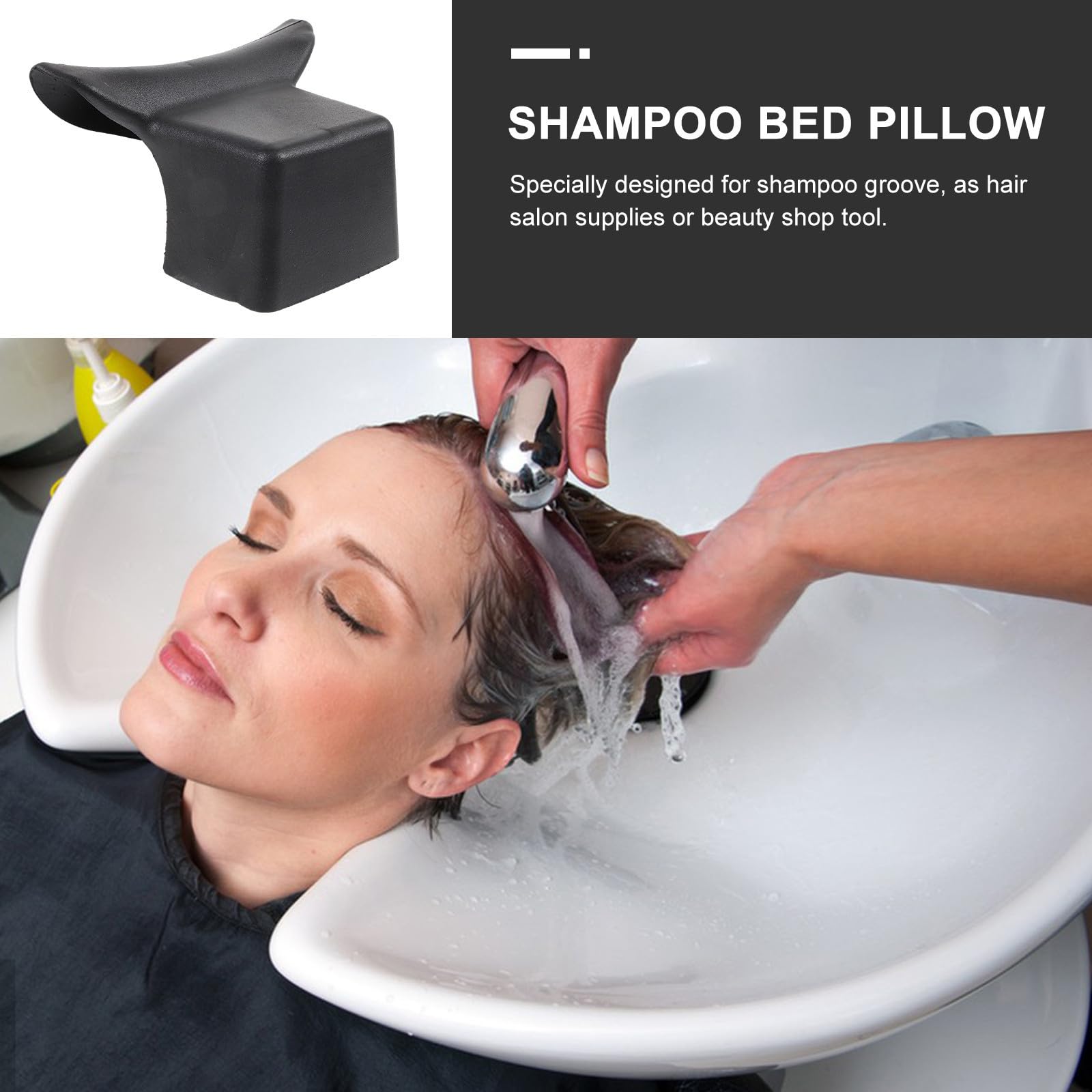 Operitacx Cojín Cómodo de Goma Antideslizante para Salón de Belleza y Peluquería Almohada Negro para Lavado de Cabello y Descanso del Cuello para Cuenco de Champú
