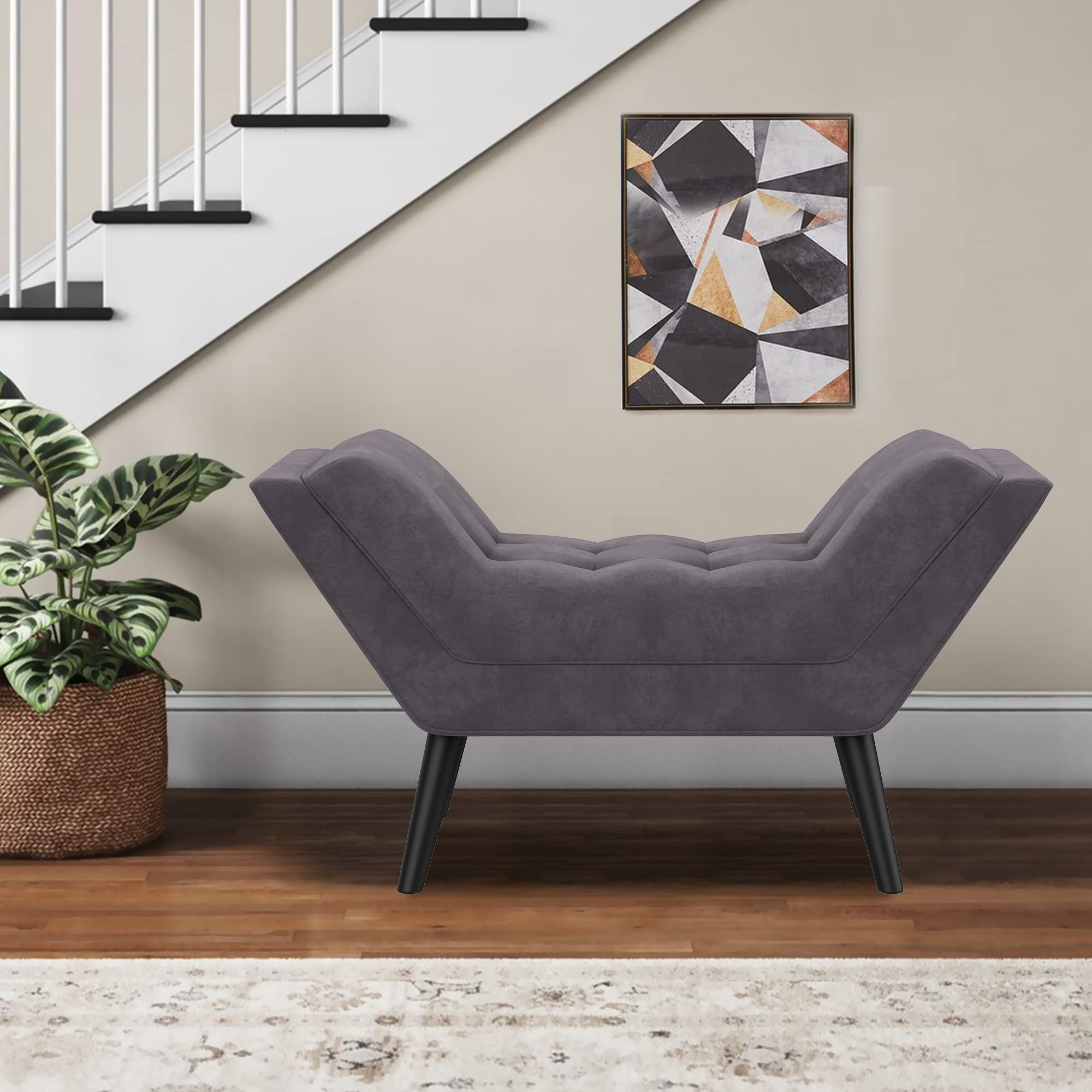 Buy Andeworld Upholstered Tufted Small Cute Bench Ottoman for Entryway Foyer Bathroom Vanity