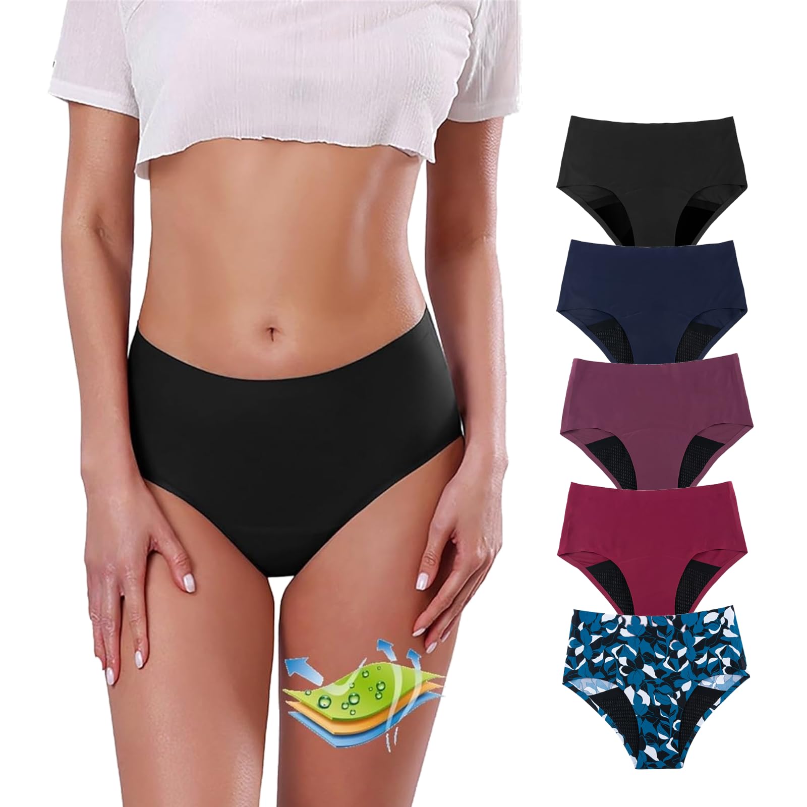 RYTEJFES 2024 Bañador Menstrual Niña, Bikini Menstrual Mujer Y Adolescentes Flujo Ligero Cintura Alta Traje de Baño Menstruales Parte Inferior A Prueba de Fugas Cómodas Y Suaves Deportivo Bañadores