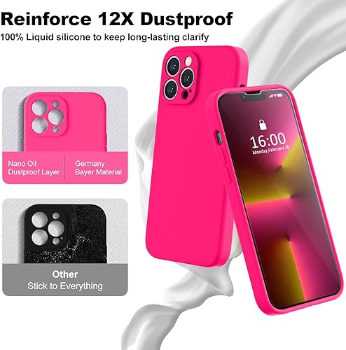Miniatura 570 de BossKiss Funda compatible con iPhone 14 Pro, silicona mejorada [protección de cámara] [2 protectores de pantalla 9H], forro interior de microfibra