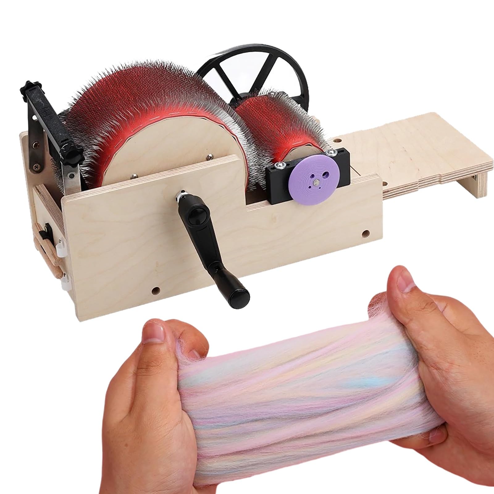 Jybnbbe Size_name Wool Carding Machine With Hand Crank For Fiber Blending And Impurity Removal In Spinning Projects (12Cm)