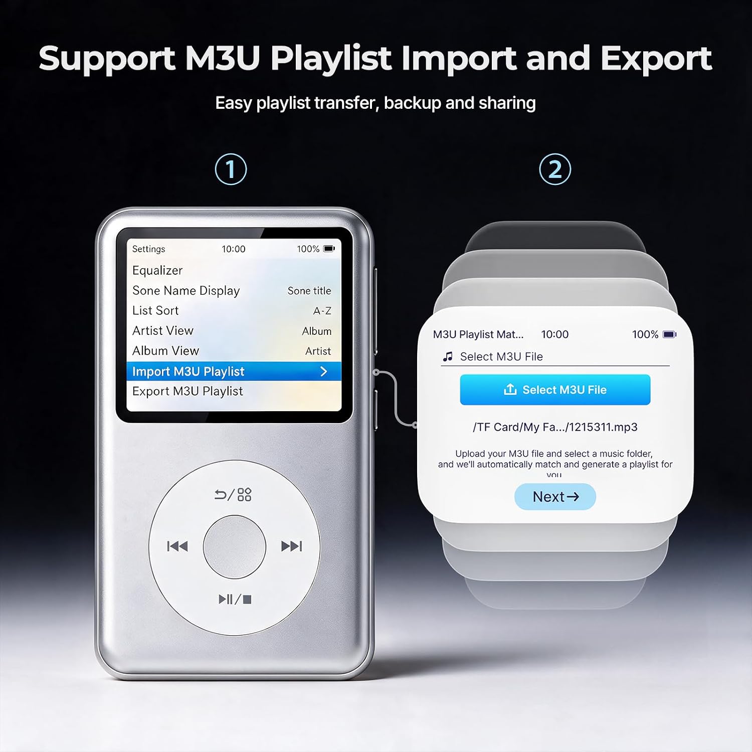 Innioasis Y2 Mp3 Player with Bluetooth, Lossless DSD DAC FLAC Support, 8GB Classic Dedicated Music Player with Playlists and FM Radio, Supports up to 2TB Silver