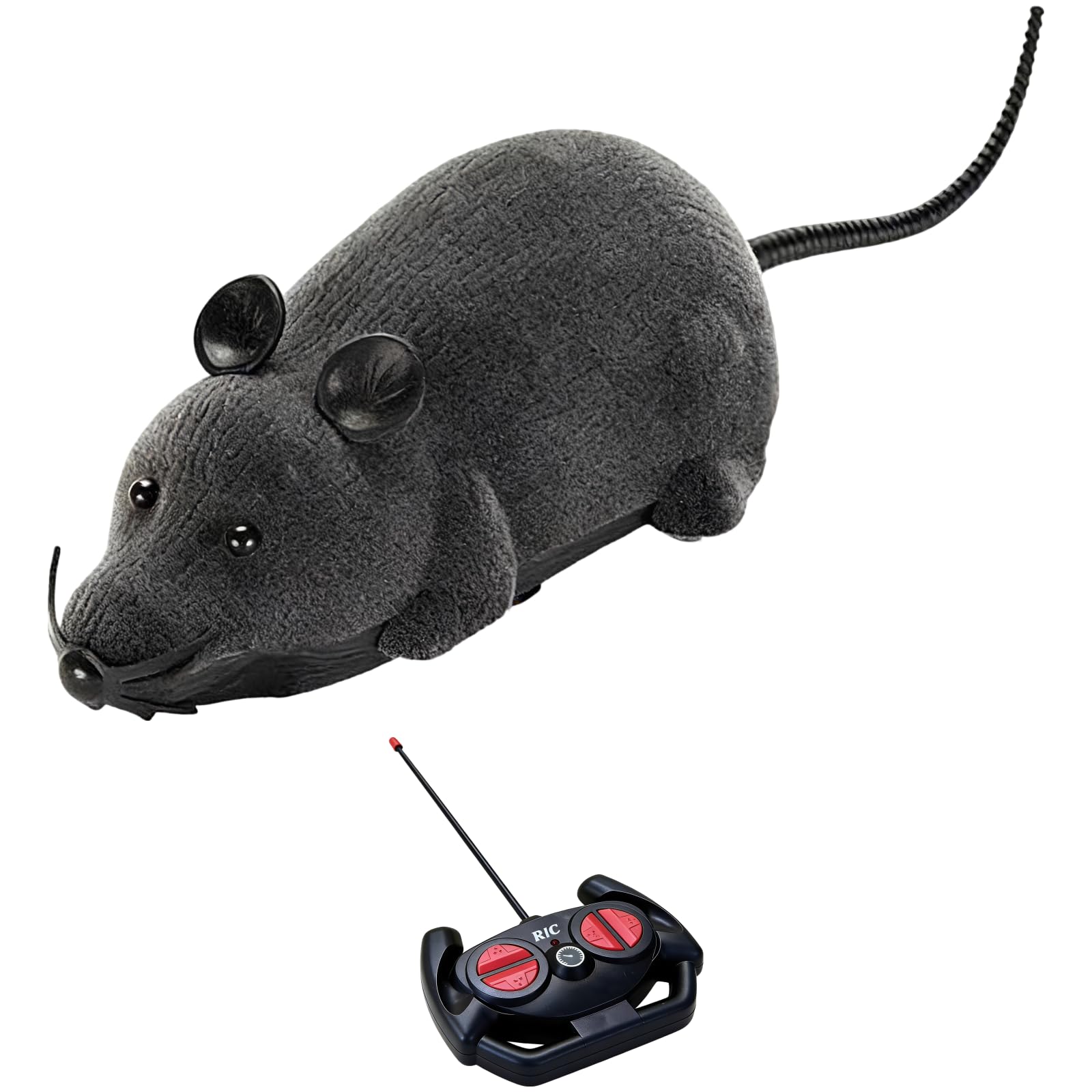Generisch Elektrische Katzenmaus mit Fernbedienung, realistisches Plüschmaus-Spielzeug mit beweglichem Schwanz, 4-Wege-Steuerung, interaktives Spielzeug für Wohnungskatzen, 28 x 10 x 10 cm