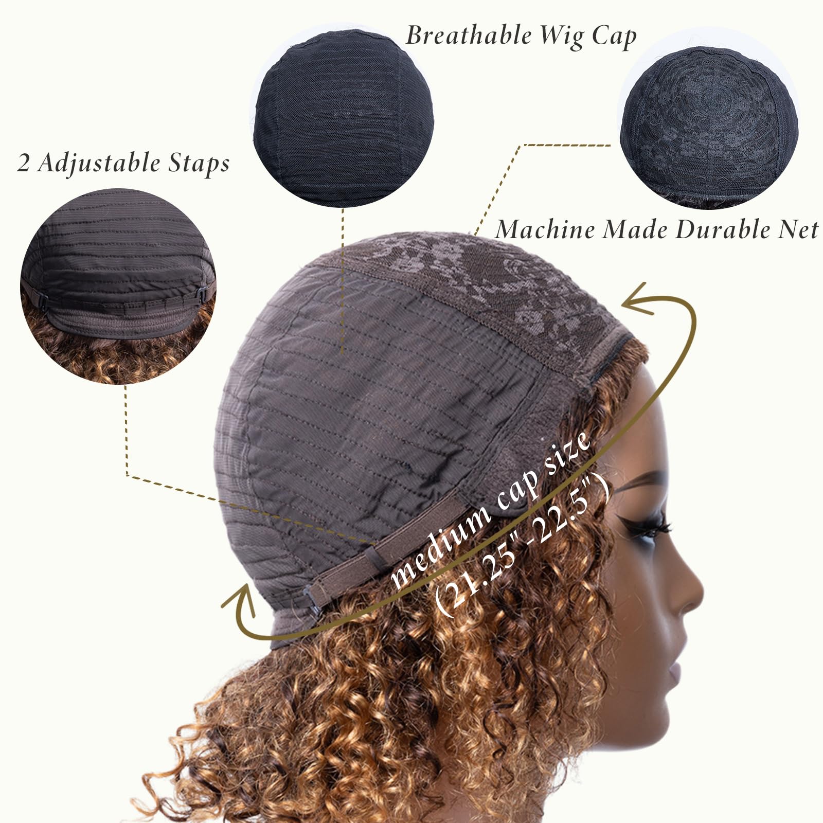 Short Curly Human Hair Wig with Bangs Glueless Cap Adjustable Amazon.com : HUA Curly Wig With Bangs Human Hair for Black  main image 3