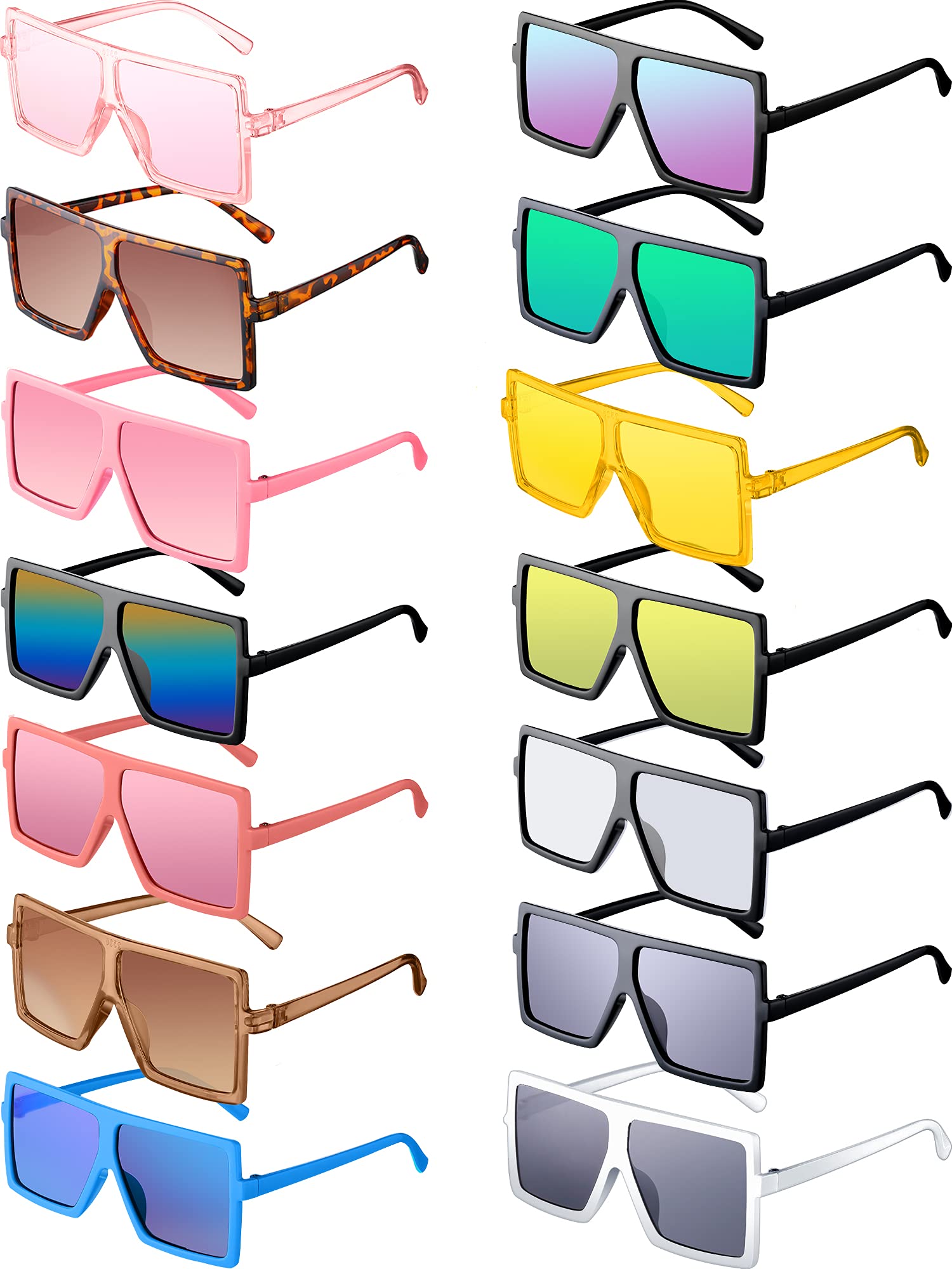 TOODOO14 Pairs Kids Oversized Square Sunglasses Large Frame Eyeglasses Flat Top Sunglasses Unisex Square Sunglasses Shades Eyewear for Boy Girl Outdoor, 3-10 Years