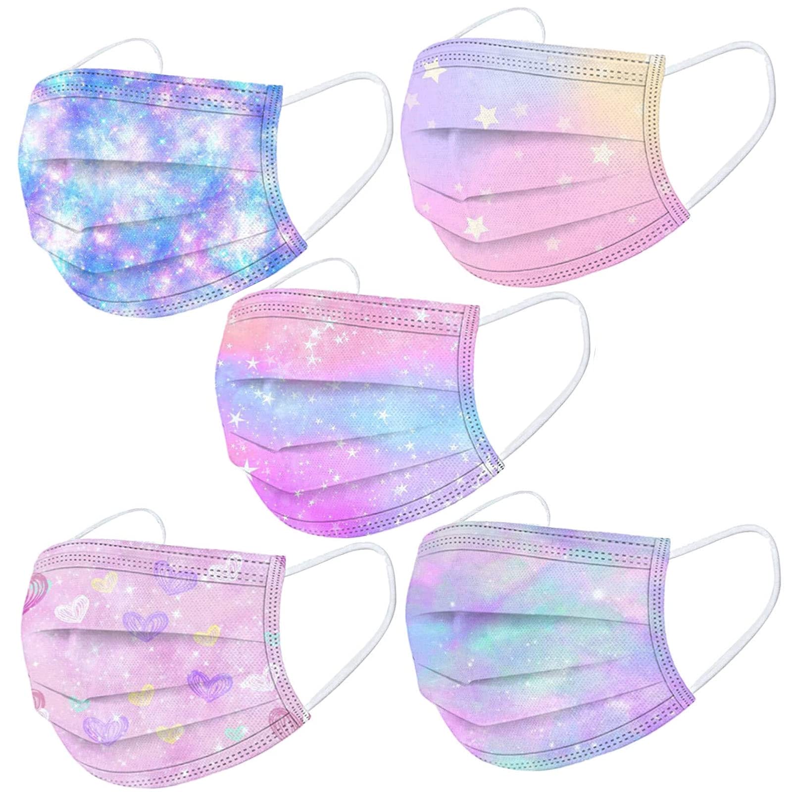 50PCS Kids Disposable Face_Mask Children 3Ply Earloop Breathable Kids Boys Girls Outdoor School Back to School Supplies Sky