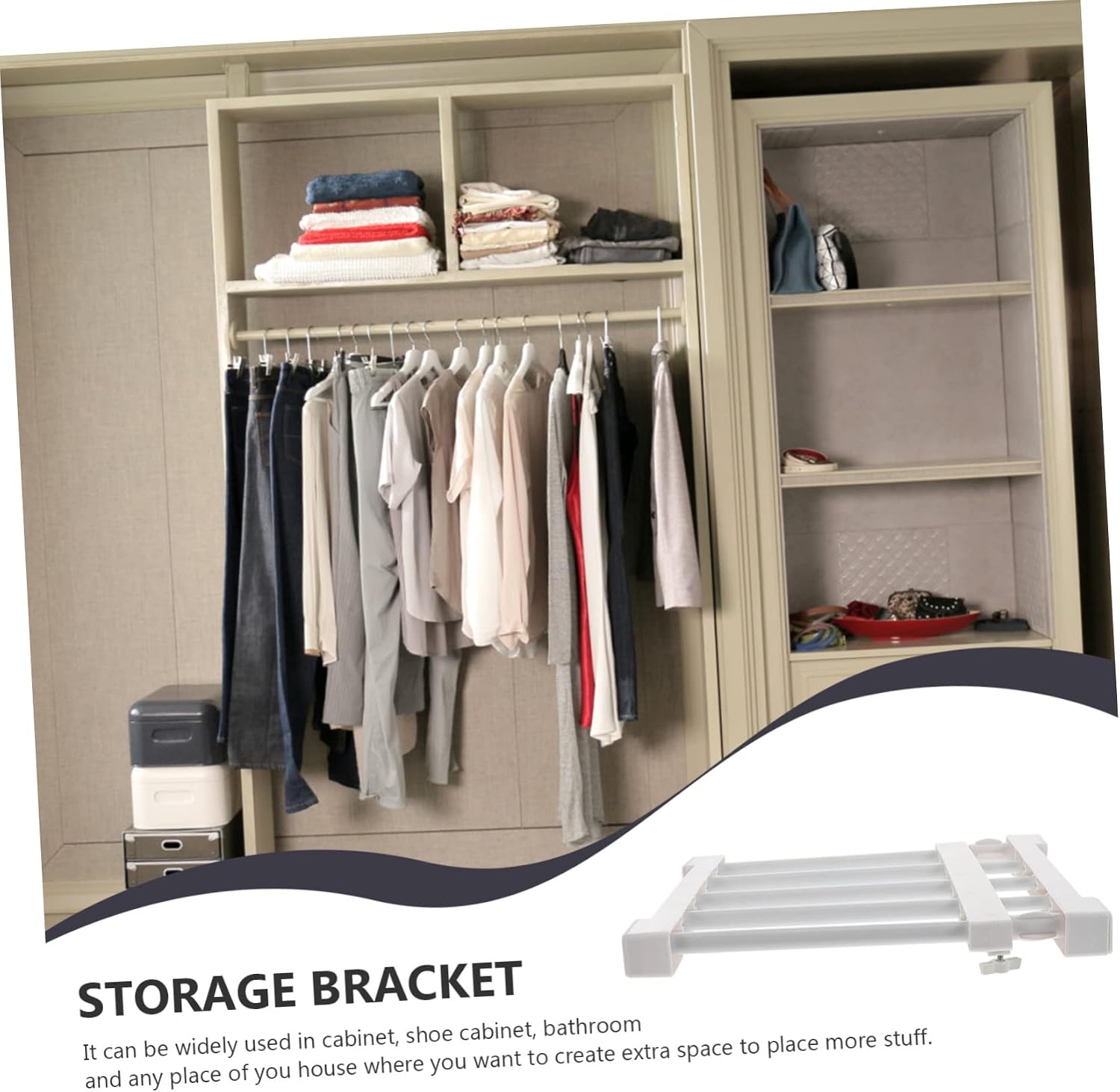 Garneck Closet Partition Shelf Versatile Clothing Organizer for Space Saving Storage White Wardrobe Divider for Efficient Closet Management