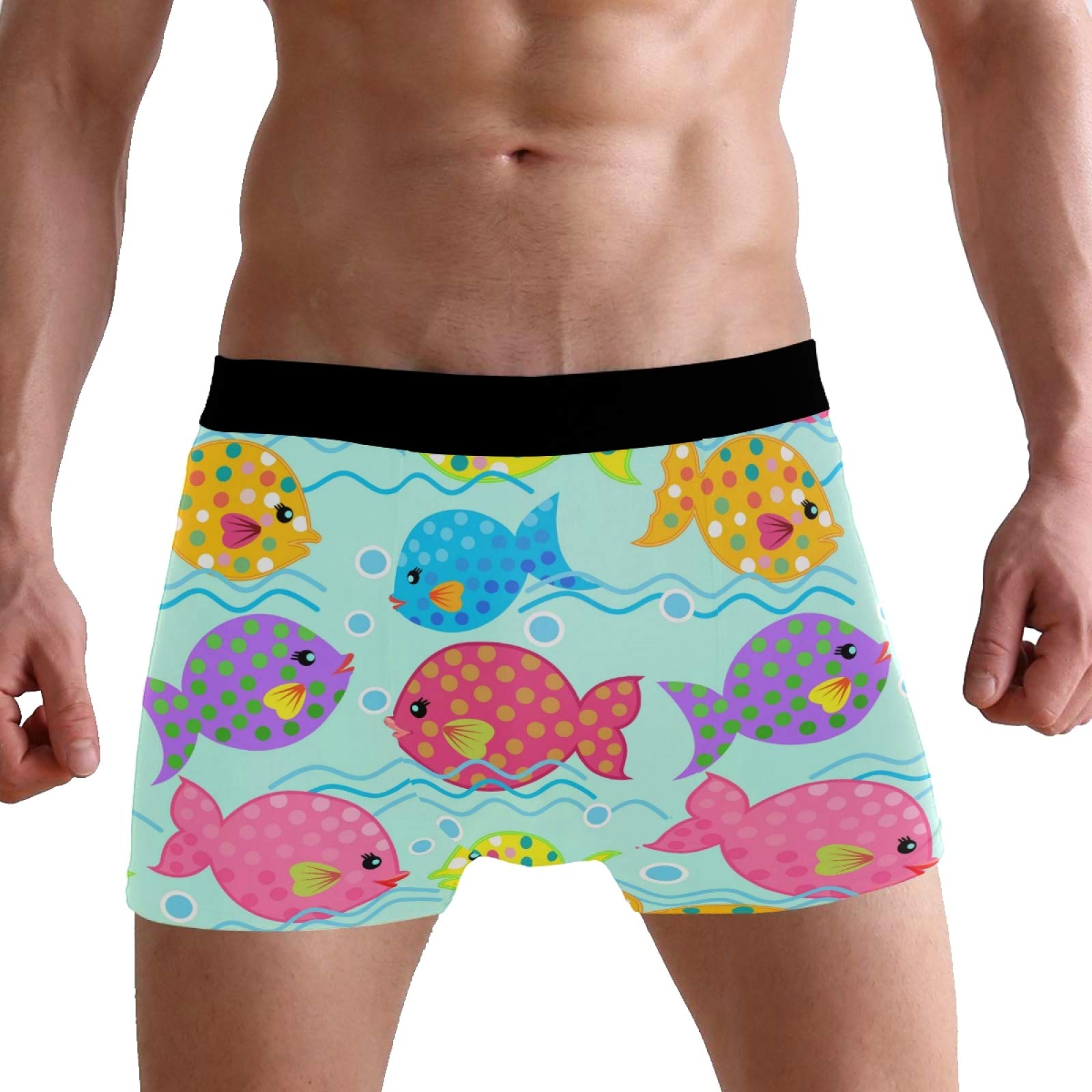 Puxuqu Men's Multicoloured Boxers Shorts Colorful Fish Boxer Briefs Underwear For Boy