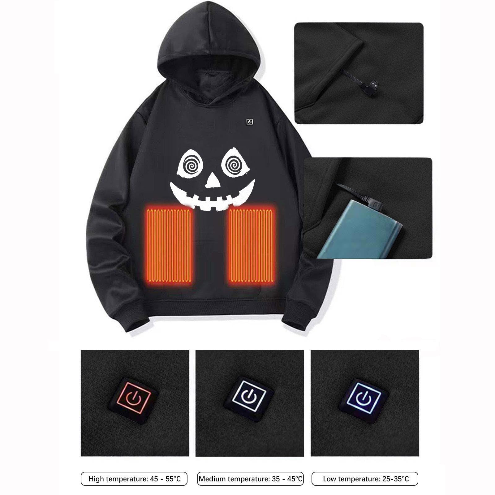 Beheizbare Hoodie Kinder Halloween Sweatshirt Beheizte Kapuzenpullover