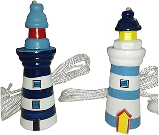 One Nautical Theme Blue and White Lighthouse Light Cord Pull (One Sent at Random)