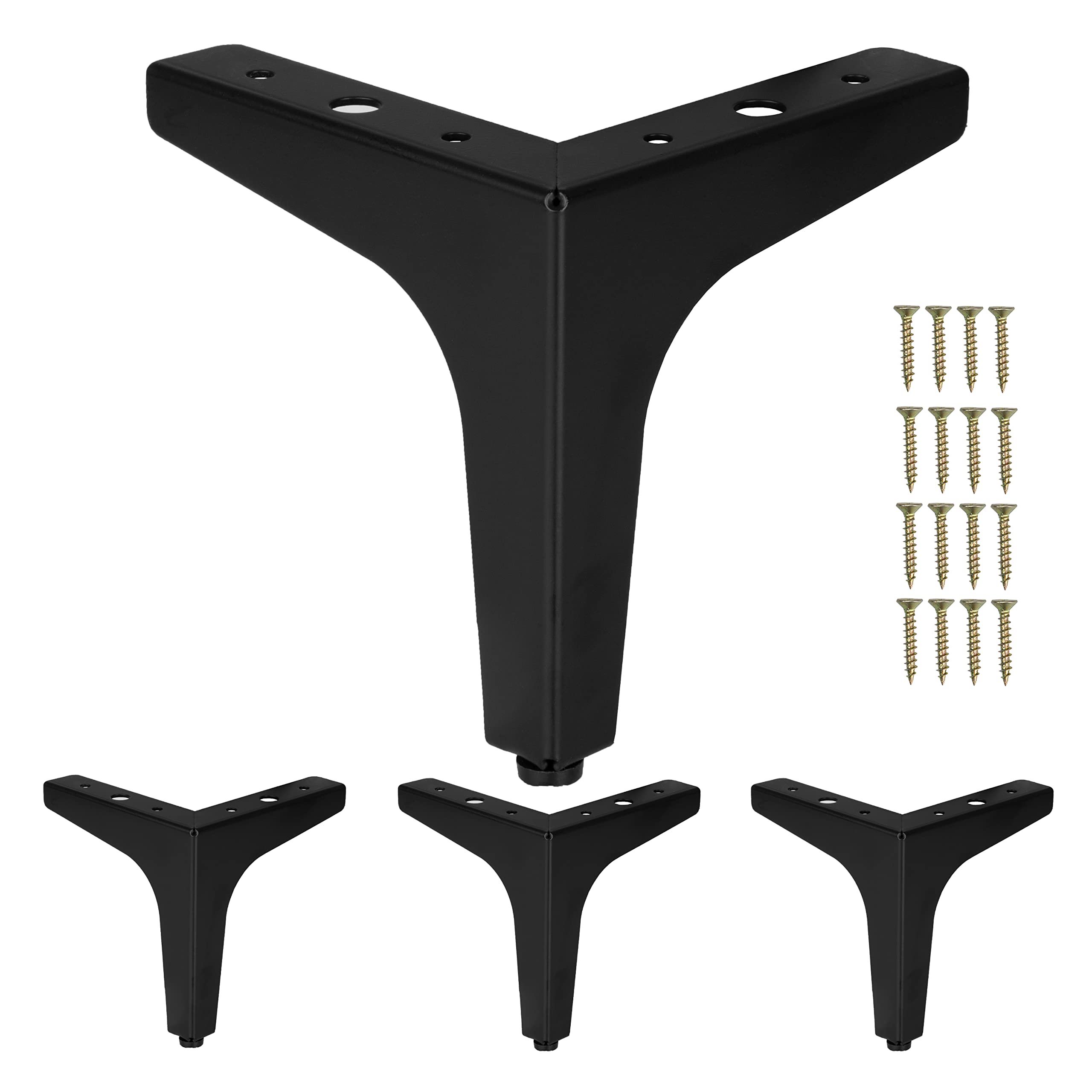 Ilyapa Triangular Metal Furniture Feet Set of 4 Black Mid Century
