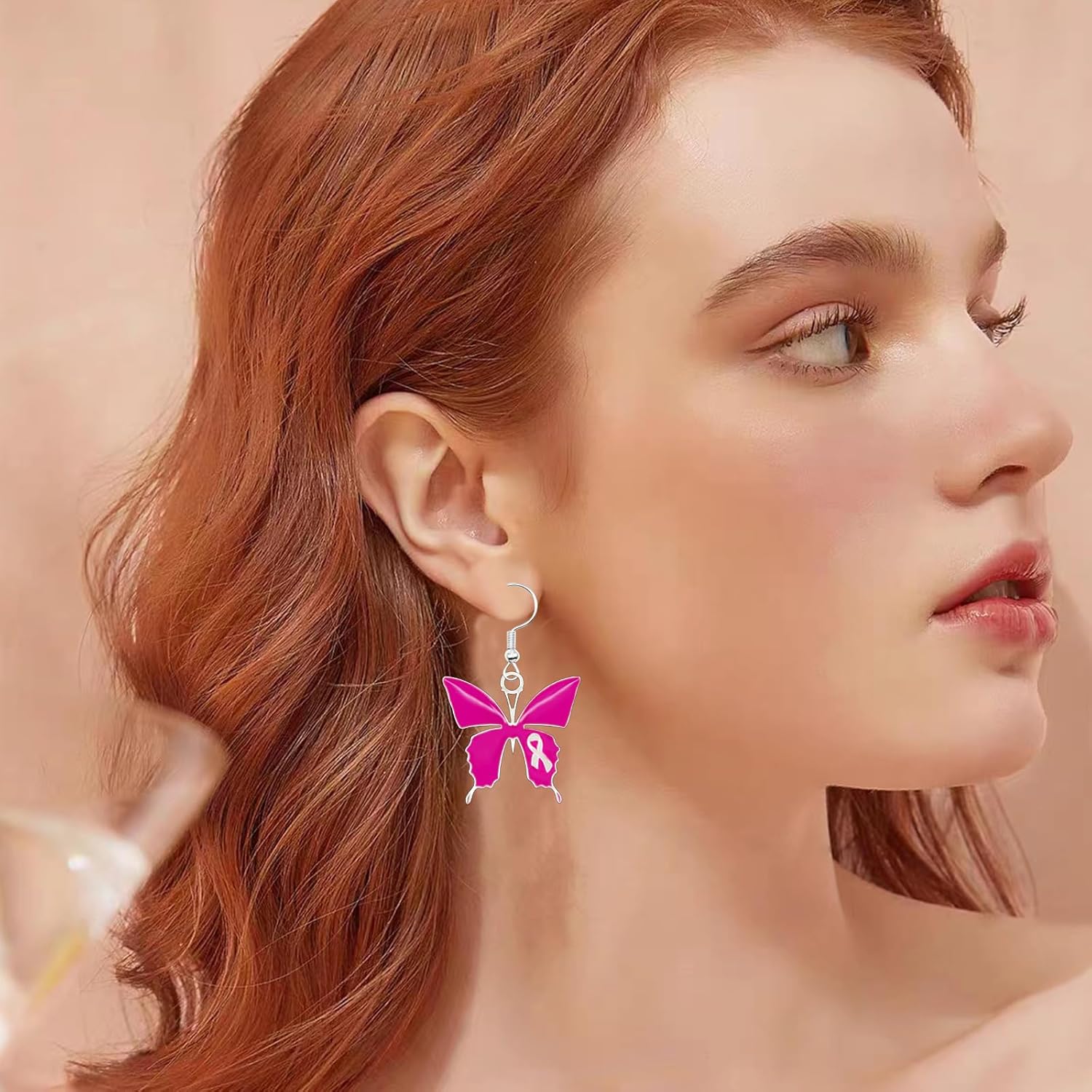 Pink Breast Cancer Awareness Earrings Ribbon Drop Earrings Women's Breast Cancer Awareness Jewelry Gift - Image 4